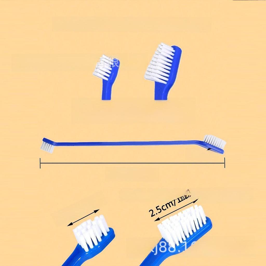 Двойная зубная щетка для домашних животных с длинной ручкой и мягкой щетиной для ухода за полостью рта собак.