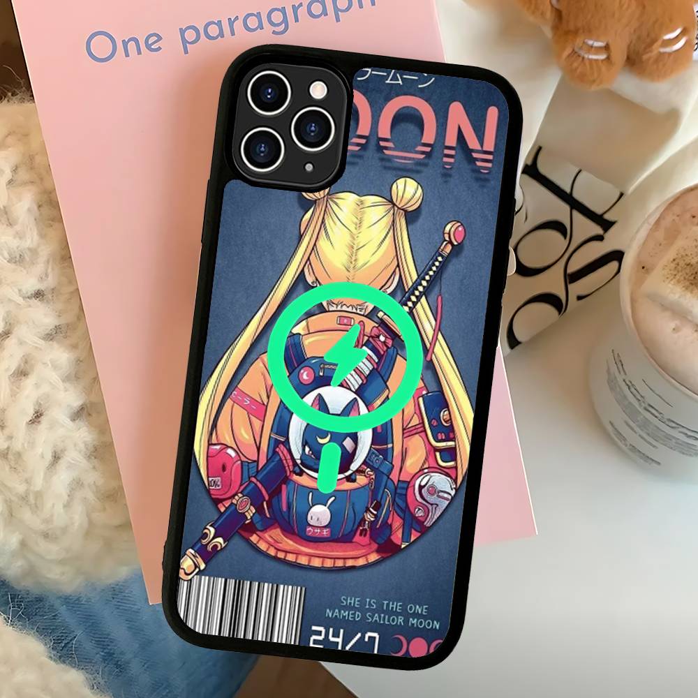 Чехол для телефона с магнитом в стиле аниме S-Sailors Moon Для IPhone 16 15 14 13 12 11 17 Pro Max Plus Крышка для беспроводной зарядки