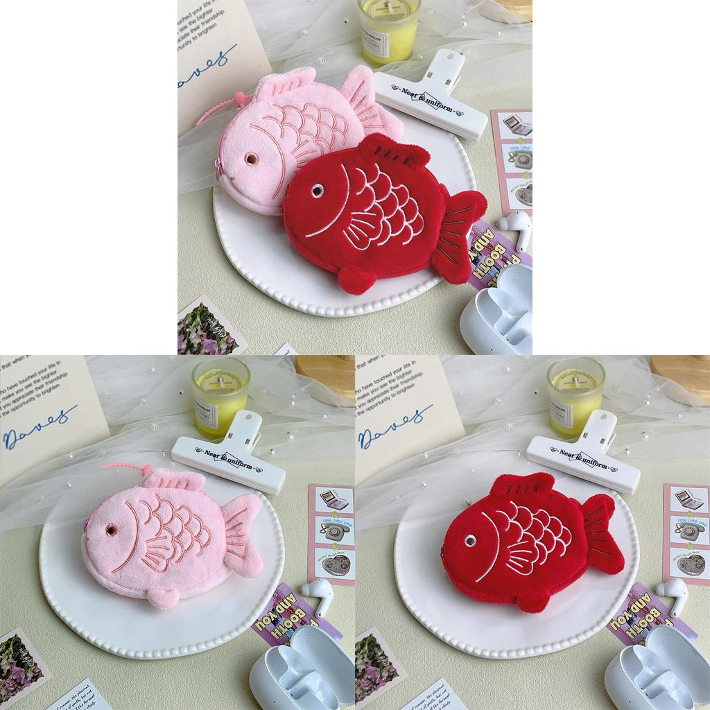 Koi Fish Plush Coin Purse With Data Cable Earphone Storage For Kids And Teens