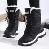 Women Waterproof Cotton Shoes High-top Snow Boots Fashion PU Leather Plush Boots Winter Outdoor Casual Shoes