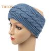 Зимняя повязка на голову для женщин с пушистой флисовой подкладкой, теплая вязаная крючком толстая теплая повязка на голову, однотонная вязаная повязка для волос