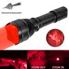 500 Yards Zoomable Flashlight Red/Green/White Hunting Torch 1 Mode High+Remote Pressure Switch+Rifle Scope Mount+18650+Charger