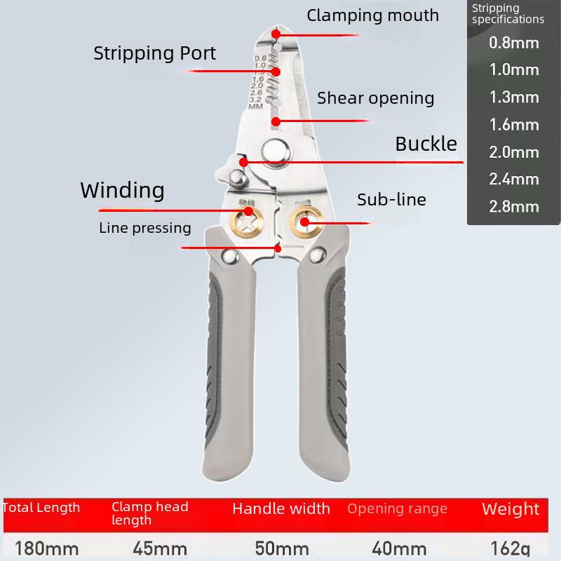 Многофункциональные плоскогубцы промышленного класса для зачистки и резки проводов (Инструмент электрика 5 в 1)