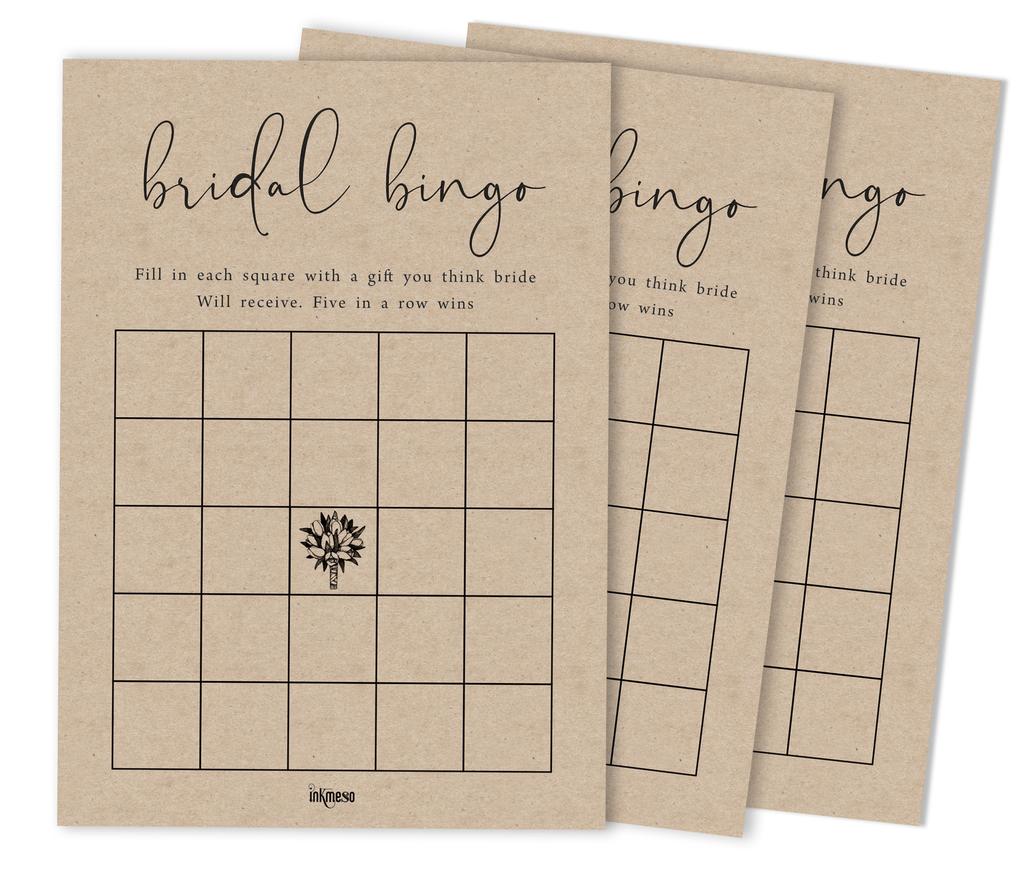 Inkdotpot 50A Rustic Kraft PaperA BingoA GameA CardsA For Bridal Wedding Shower Bachelor Party Bulk Blank Square Fill In Gift