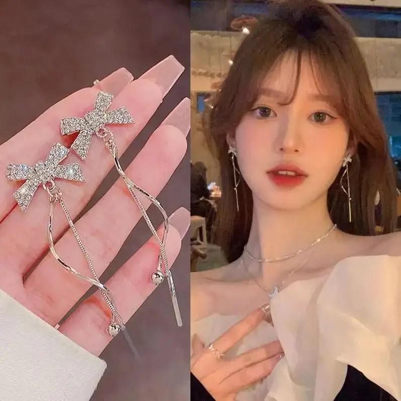 925 Silver Needle Korean Fashion Big Crystal Heart Earrings For Women Jewelry Trending New Luxury Women's Zircon Earrings