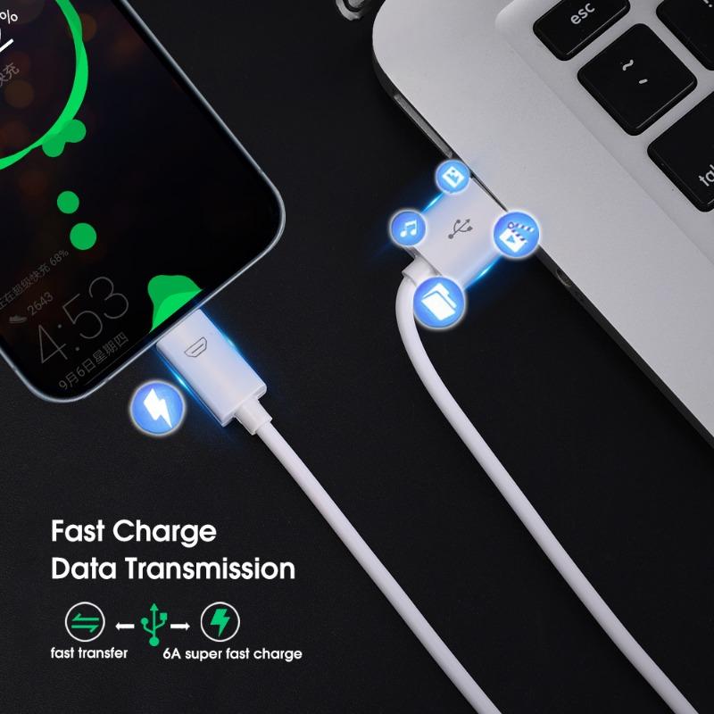 Универсальный кабель для передачи данных Micro USB 1 м / 2 м / 3 м Порт Micro USB для телефонов Android Стандартная головка Перезаряжаемый Длинный парашютный кабель