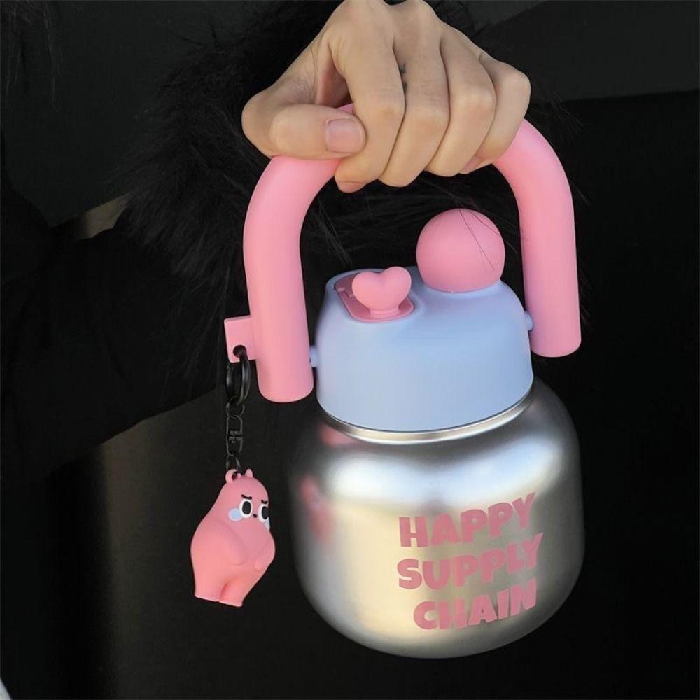 Creative 800ml Kids Water Sippy Cup Leakproof Cute Portable Drink Bottle Drinkware with Pendant Cartoon Plastic Cup Juice