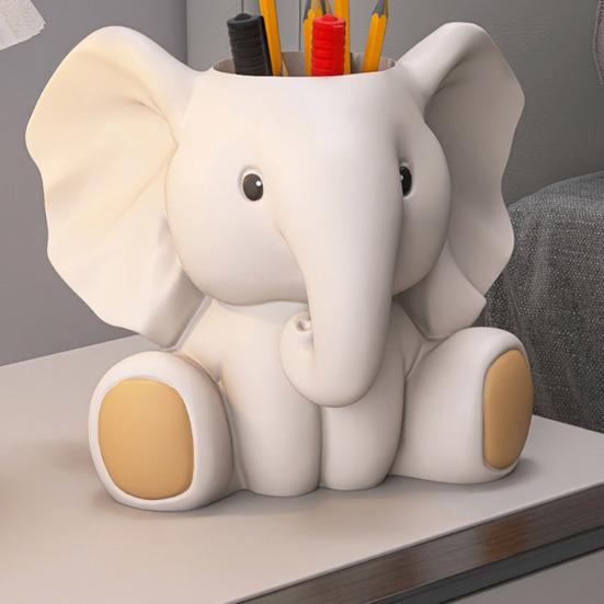 Elephant Pen Holder Fading-resistant Resin Desk Organizer Multifunctional Office Decor Perfect Desk