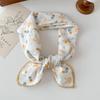 70% Cotton Linen Small Square Silk Scarf - Korean Style Floral Design for Versatile Neckwear and Decorative Use