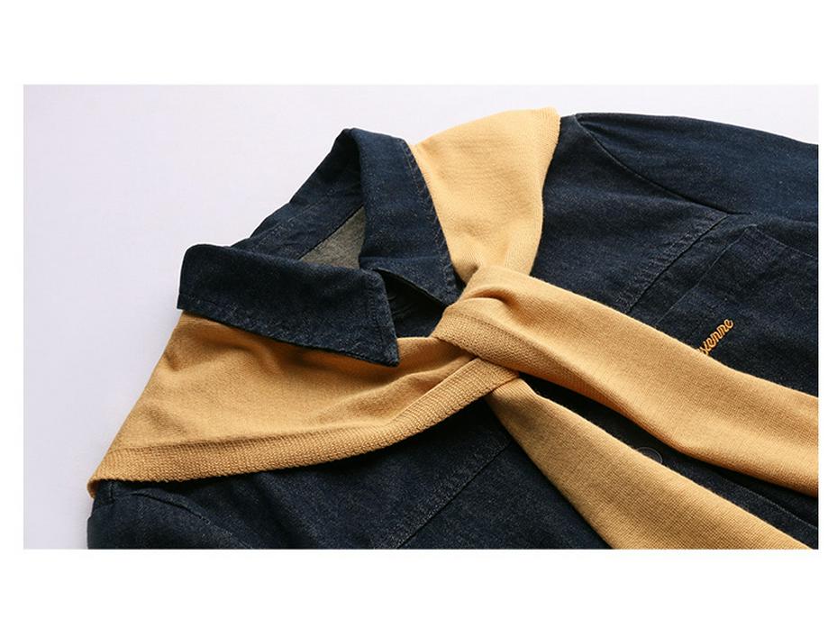 Весенняя мода 2025 Джинсовая куртка и юбка средней длины с шалью - Набор из трех предметов (CY8115)