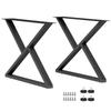 Steel Table Legs, Set of 2, X-Shaped, Adjustable Glides, 60 x 43 cm, Black