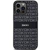 Dkny Leather Mono Stripe & Metal Logo Case For Iphone 14 Pro Max - Black
