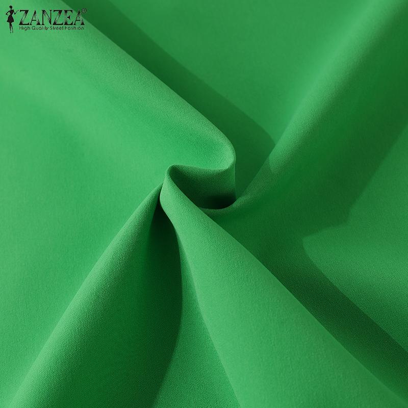 ZANZEA Женская модная многослойная свободная блузка с круглым вырезом и рукавами с рюшами