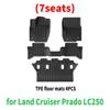 Tapis de sol et de coffre de voiture en TPE de haute qualité pour Land Cruiser LC250 Prado 250 2024 2025, imperméables et faciles à nettoyer