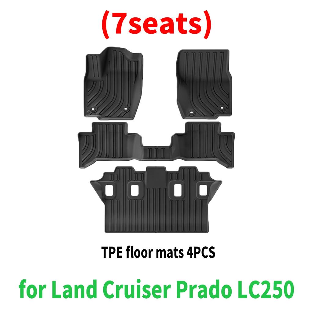 Tapis de sol et de coffre de voiture en TPE de haute qualité pour Land Cruiser LC250 Prado 250 2024 2025, imperméables et faciles à nettoyer