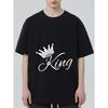 Black T Shirt with Crown and King Print for Casual Wear