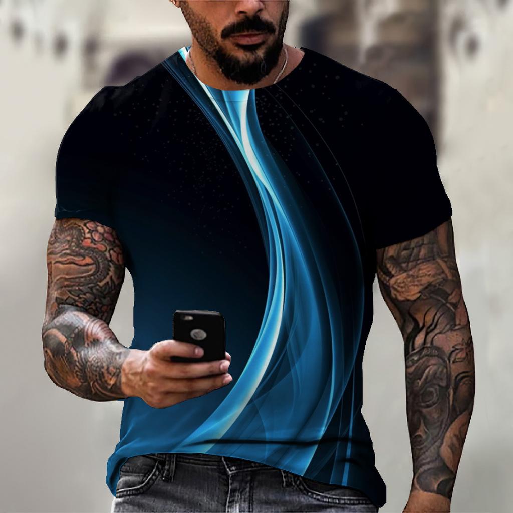 Men'S T-Shirt Short Sleeve Printed Summer Round Neck Top Trend Casual Sweatshirt