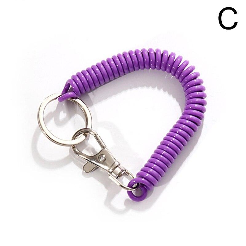 Эластичная пружинная веревка, брелки для ключей, серебряный цвет, металлический карабин для кемпинга, анти-потерянный телефон, пружинный брелок