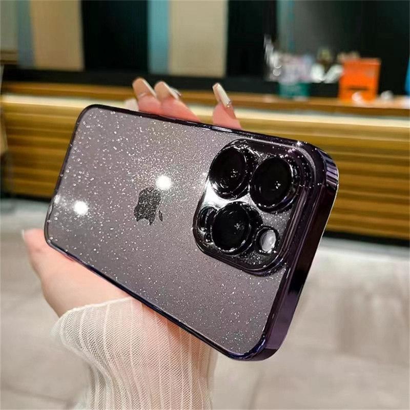 Роскошный гальванический блестящий чехол для телефона для iPhone 11 12 13 14 15 Pro Max Plus ультра прозрачный бампер противоударный чехол