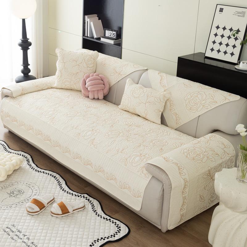 Pure Cotton Sofa Cushion for All Seasons, Fabric Non-slip Cushion, Light Luxury, Simple, Modern Sofa Cover, Washable Cover