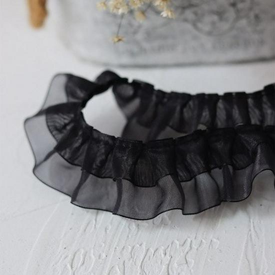 Манжеты воротника с оборками, двухслойная кружевная отделка из снежной пряжи шириной 4 см