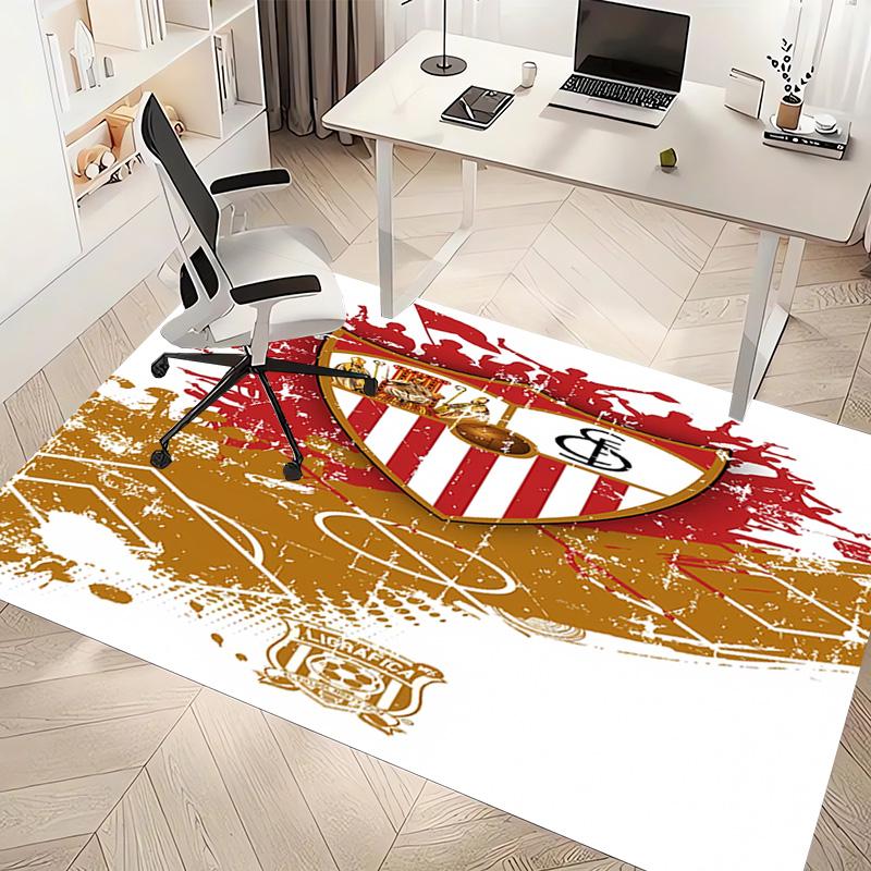 1pc Seville logo Print Area Rug - Soft, Washable Non-Slip Indoor Mat, Living Room, Home Office Decorative Rug,Office Decorative