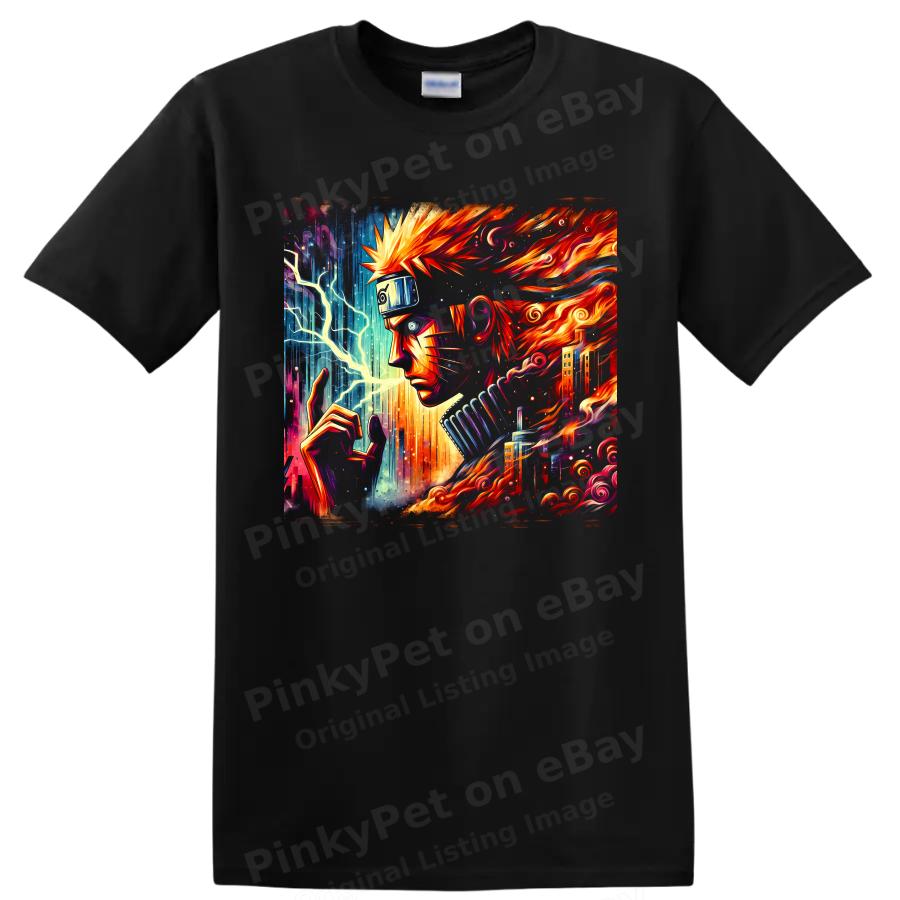 Uzumaki Anime T Shirt Fiery Ninja Portrait Fantasy Art Graphic Bold Tee