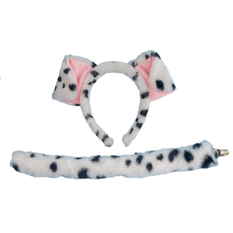 Halloween Dog Cosplay Costume Dog Ear Headband Tail Nose Bowtie for Kids Gift F0S4