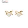 Women Fashion Bowknot Pearl Earrings Lady Elegant Party Temperament Bow Ear Stud Teen Piercing Jewelry Jewelry Gift Gold Color