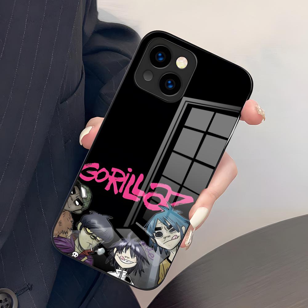 Аниме Рок-группа Gorillaz Чехол для телефона Для iPhone 17 Pro Max 15 Pro 16 14 Plus 12 13 Mini 11 Pro Ударопрочный Стеклянный чехол