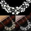 Women's Luxury Choker Faux Pearl Leaf Hollow Short Chain Necklace Jewelry