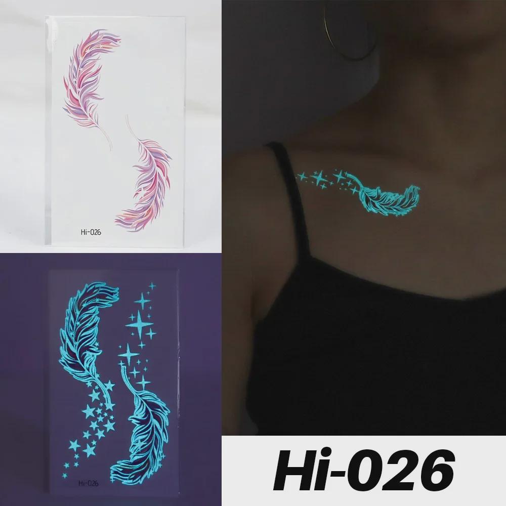 Светящиеся синие водонепроницаемые наклейки для татуировок: Дизайны змей и бабочек для музыкальных фестивалей