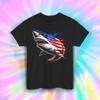 American Flag Shark Shirt Patriotic 4th of July Ocean Predator USA Tee S-5XL