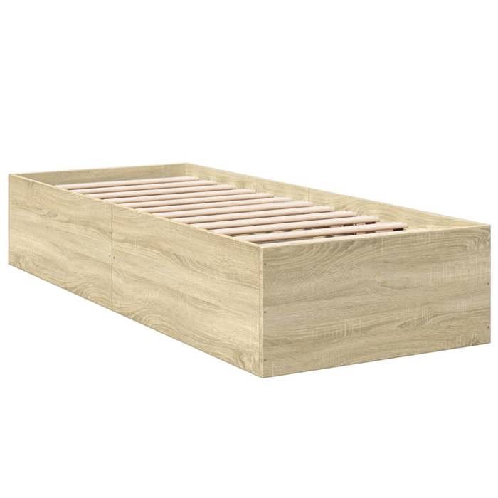 VidaXL Cadre de lit chêne sonoma 90x190 cm bois d'ingénierie, meuble de chambre à coucher, sommier, lit à panneaux, lit, lit 3281065