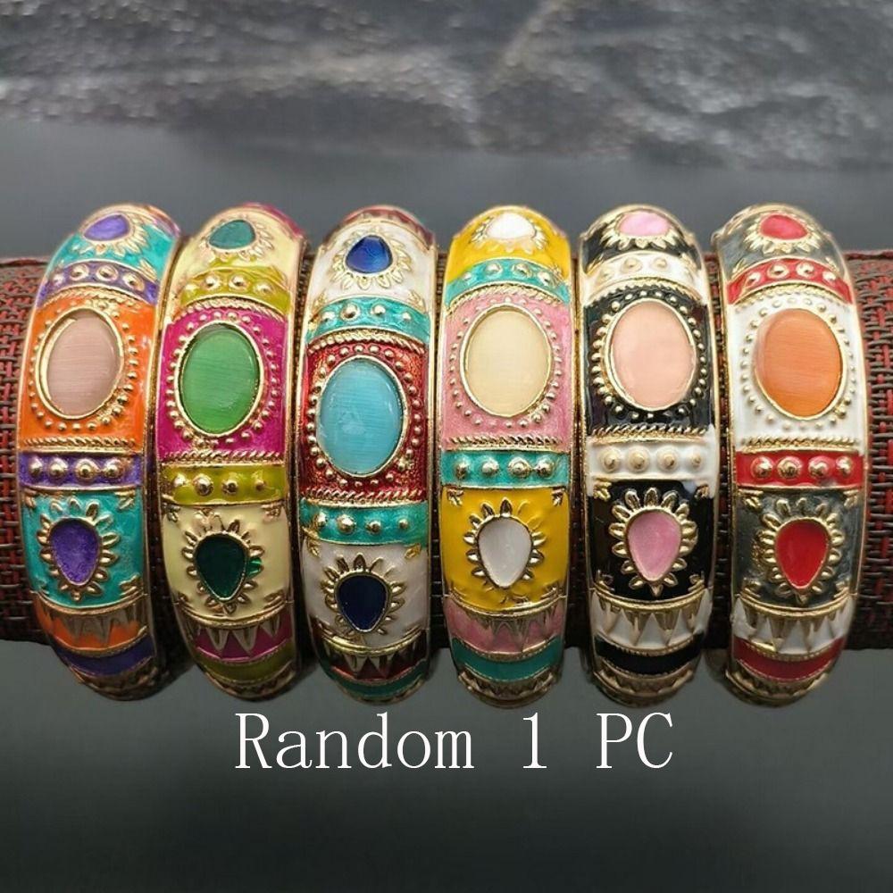 Traditional Peony Filigree Flower Bangle Enamel Women's Hand Bracelet Gifts for Women Girl