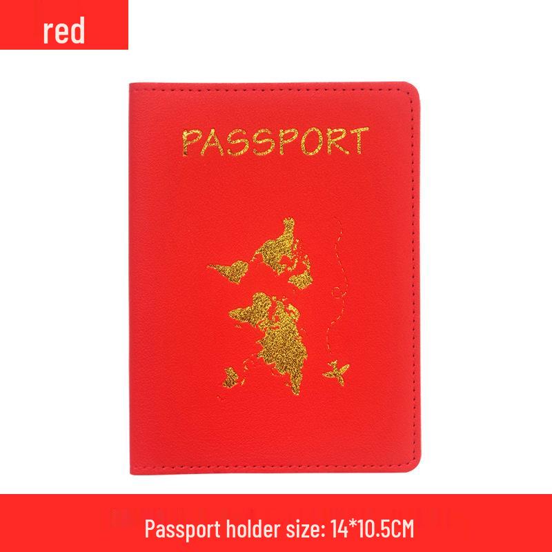 Customizable PU Leather Passport Cover with Hot Stamped Logo, Map, Luggage Tag, & Passport Holder Set