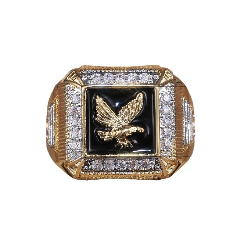 Мужское кольцо Kayi с бриллиантовым орлом с позолотой: Европейская и американская мода, благородный и смелый дизайн.
