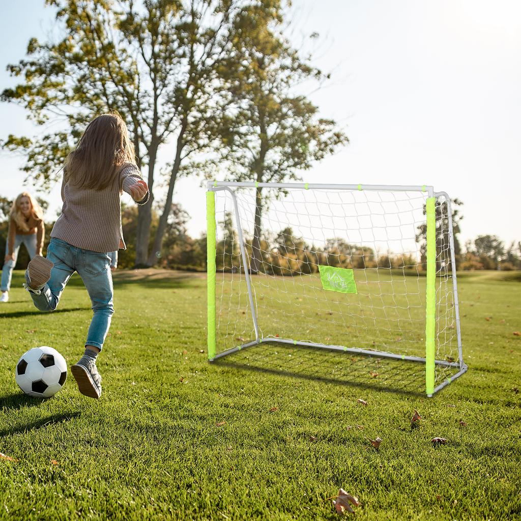 Outdoor Metal Soccer Goal with Target and Oxford Fabric Posts, 186x62x123 cm, Yellow