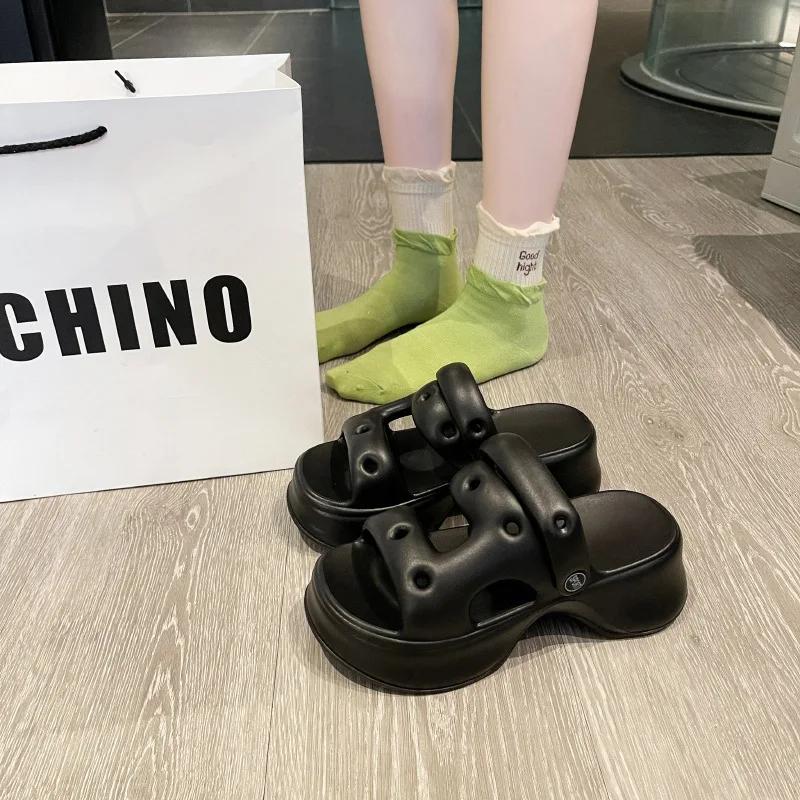 2024 Модные женские тапочки Летние тапочки Eva на танкетке Нескользящие домашние тапочки для улицы Женские сандалии Шлепанцы Pantuflas Mujer