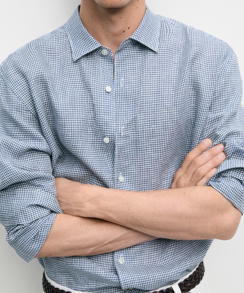 Masimodutti Рубашка в клетку Гингем, Regular Fit, 100% Лен