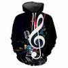 3D Music Printed Four Seasons Men's Hoodie Fashionable Personalized Street Trendy Creative Loose Comfortable