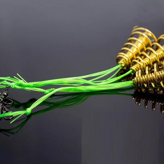 4Pcs/Set Trap Fishing Hook with Spring Carp Feeder Tangle-Free Heavy Duty Green Line Metal Barbed Fish Hook Rig Carp Fishing Accessories