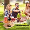 Wooden Picnic Table Portable Food Tray with Wine Glass Holder Mini Snack Tray for Outdoor Events Beach Camping Removable Portable Wine Table