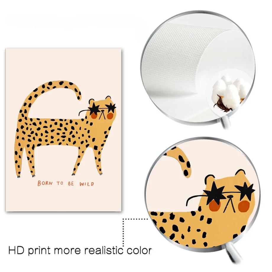 Мультфильм Мышь Гепард Кролик Медведь Единорог Настенная Картина на Холсте Плакаты на скандинавскую тему и принты настенные панно Декор для детской комнаты