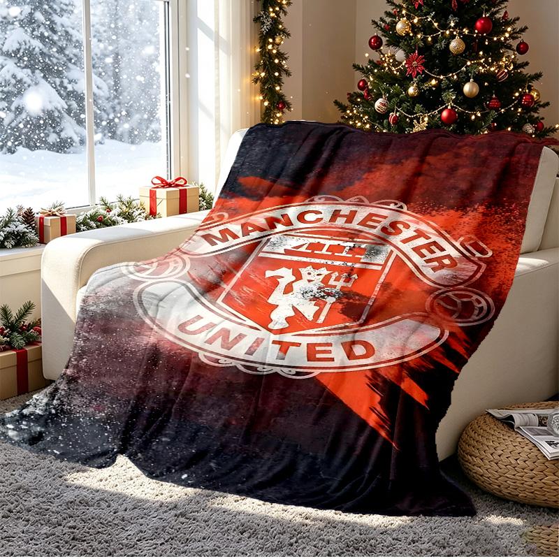 Football United F.C Pattern Blanket for Home Decoration, Bed, Sofa, Car Travel, Camping, Suitable for All Seasons, Birthday Christmas Gift