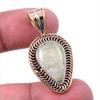 Natural Aquamarine Gemstone 925 Solid Sterling Silver TwoTone Pendant 1.50" S1V82