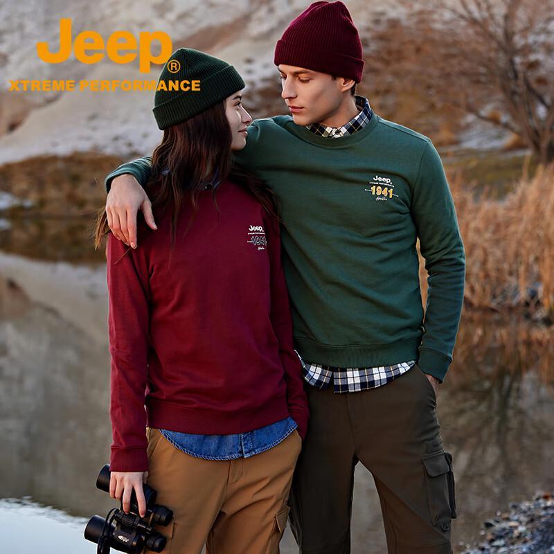JEEP Unisex Cotton Crewneck Long-Sleeve Thermal Sweatshirt
