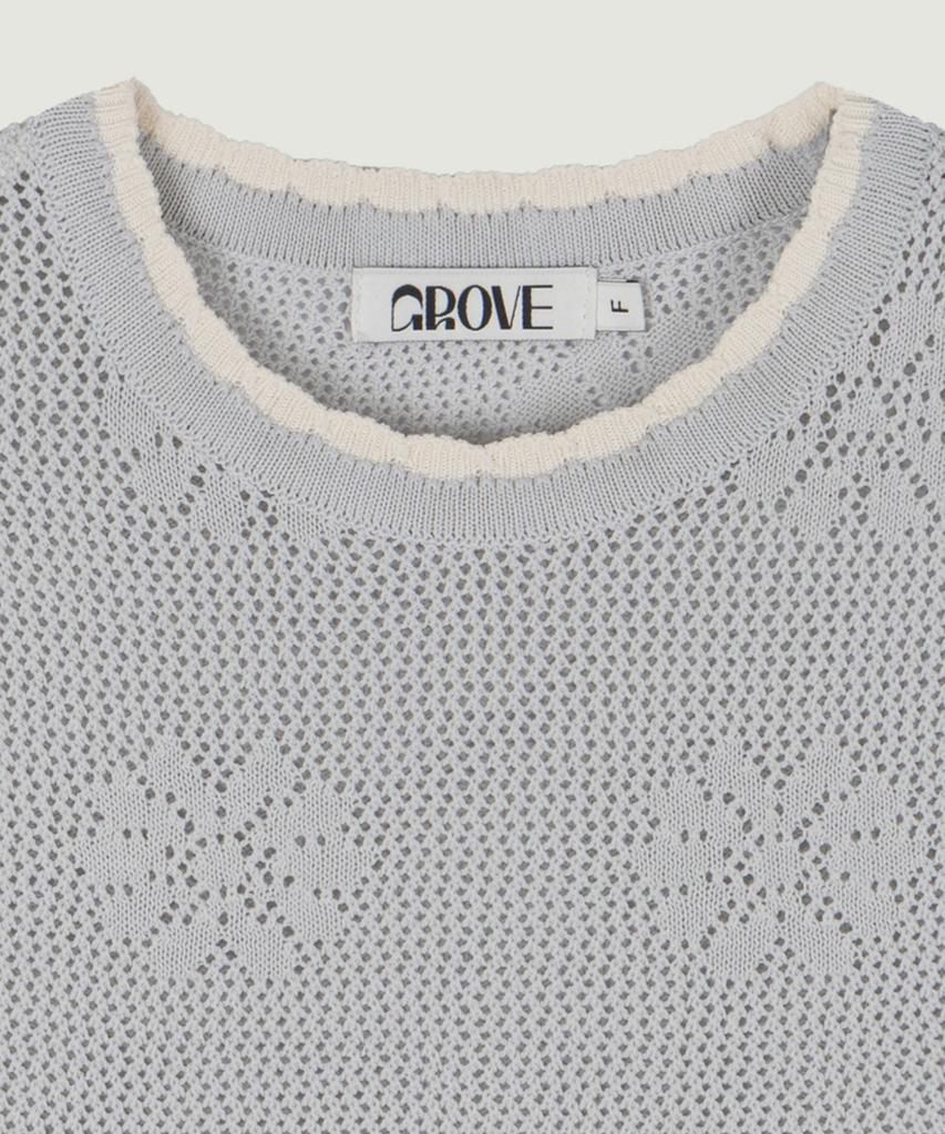 GROVE Вязаный топ с ромашками (серый)