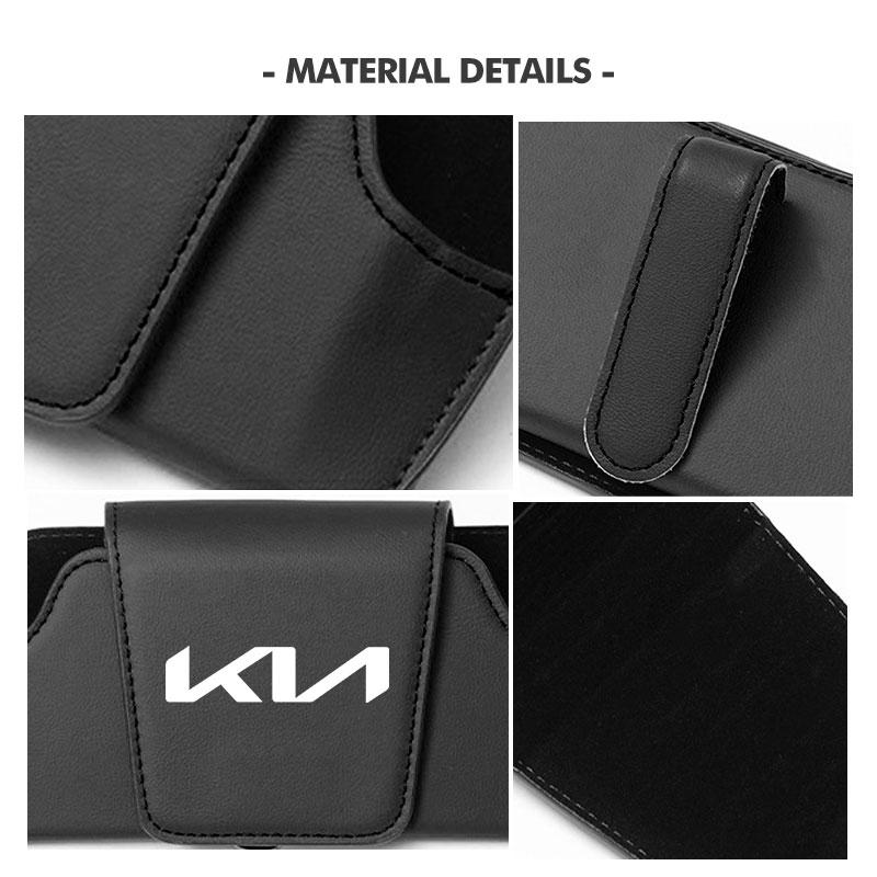 BBDS7 Car Logo Leather Portable Glasses Bag Sunglasses Car Interior Accessories Kia Rio Soul Seltos Forte K5 K3 Niro Sorento Stinger S