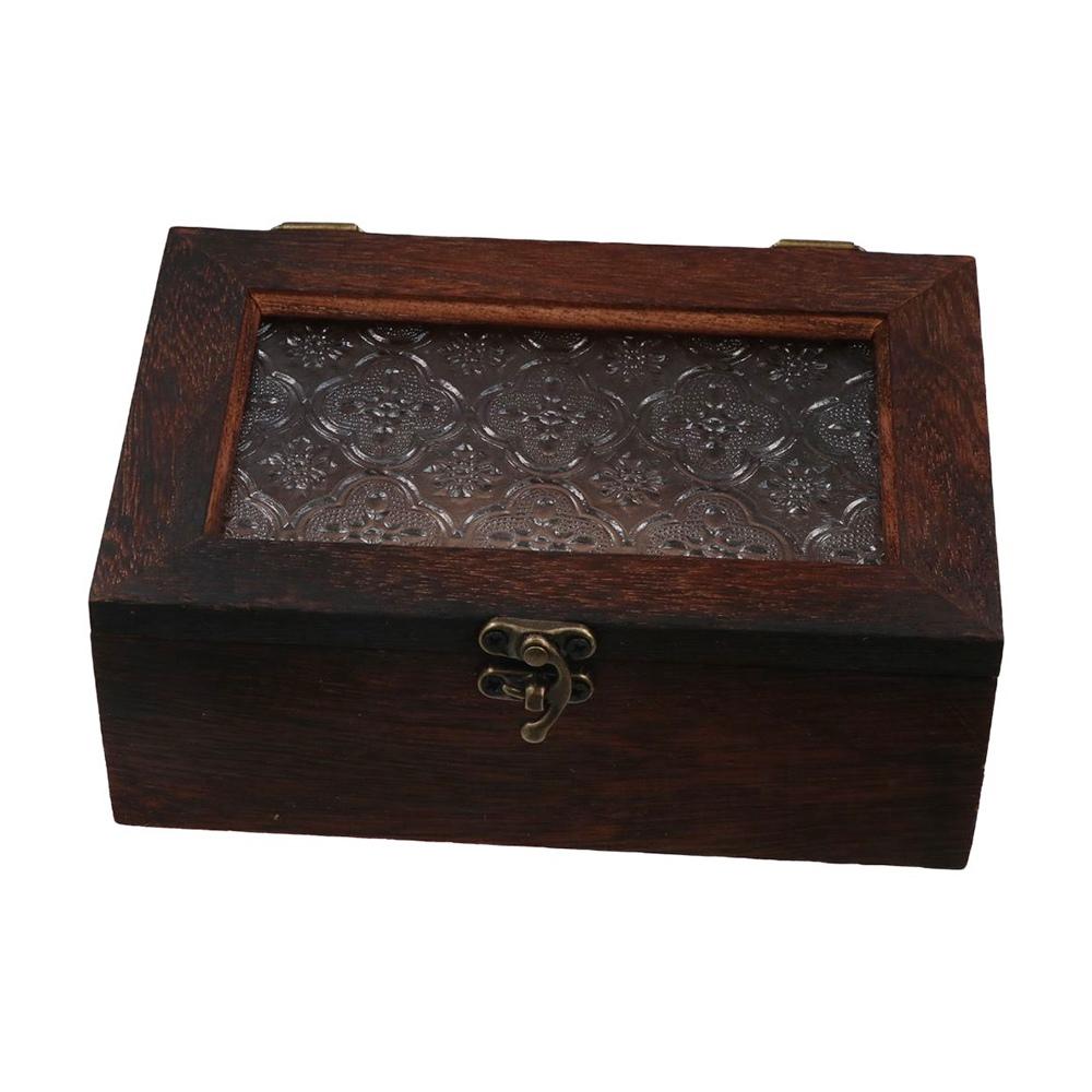 Crabapple Flower Solid Wood  Storage Cabinet Vintage Photo Storage Box  Table Organizer